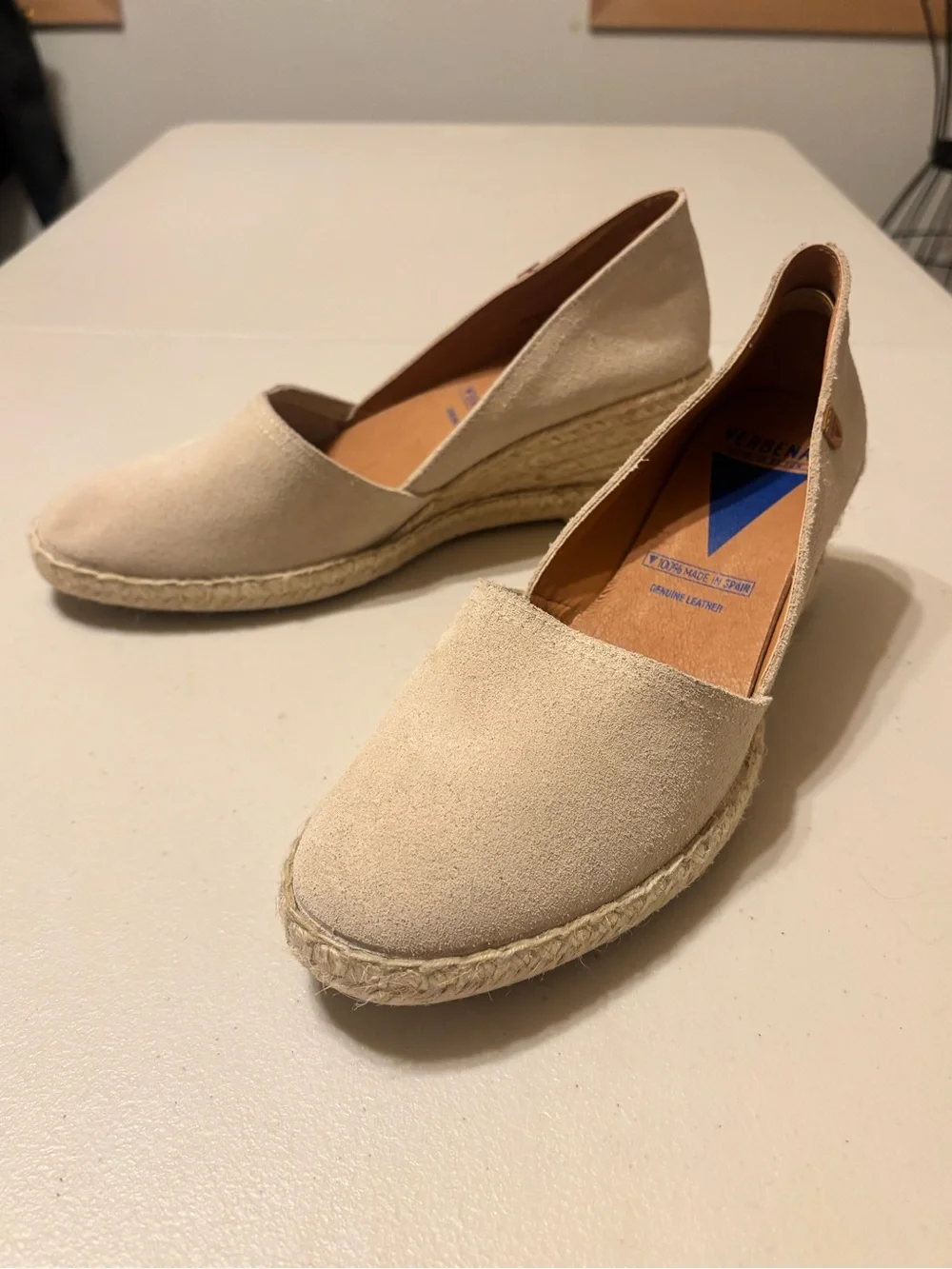 Women's Beige Suede Espadrille Wedge Sandal- Classic Slip-On 41